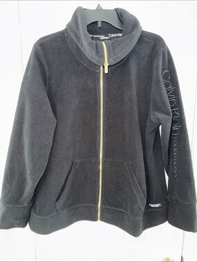 Calvin Klein Performance Women Black Fleece Zip Jacket Size 1X